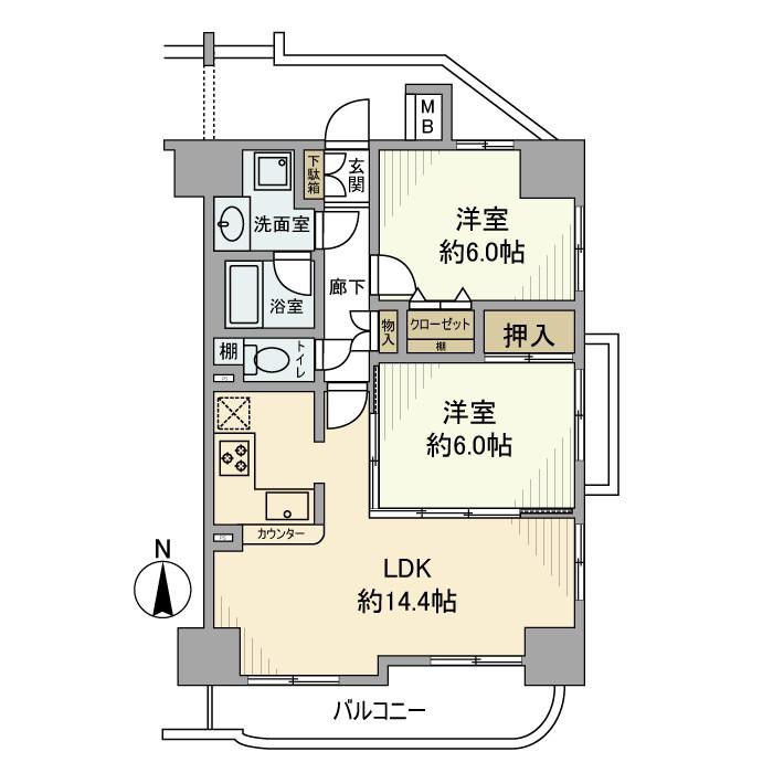 グレイス代官山(2LDK/8階)の間取り写真