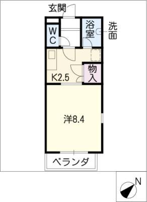 シャトー島間(1K/2階)の間取り写真