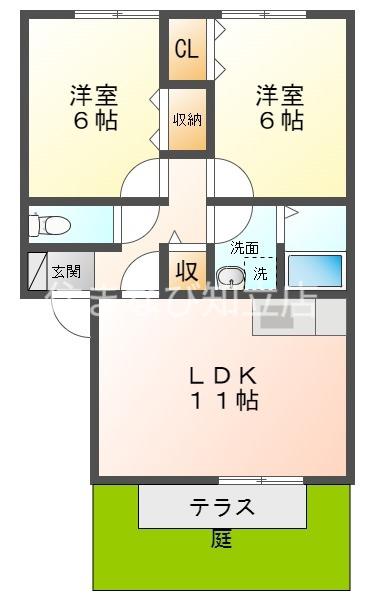 リブ・ミンクス(2LDK/1階)の間取り写真