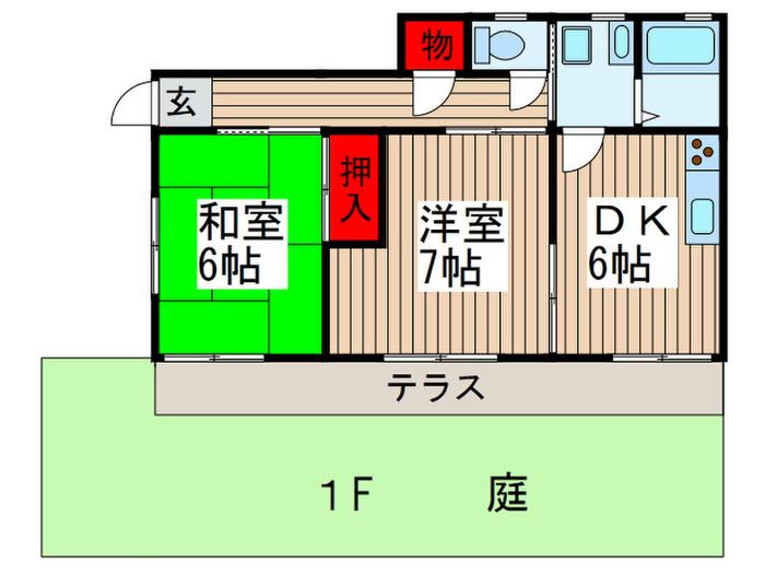 高橋コーポ(2DK/1階)の間取り写真