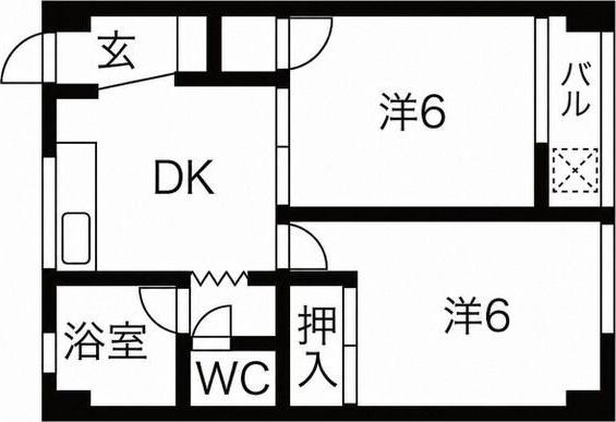 ナカムラコーポ(2DK/3階)の間取り写真