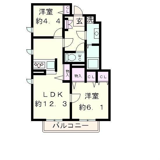 FOUR LEAF(2LDK/1階)の間取り写真