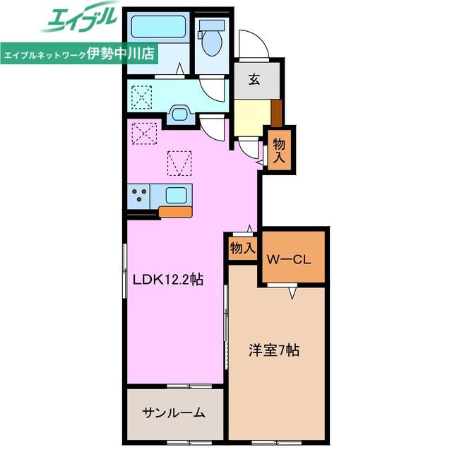 ラ カーサ フェリーチェ A(1LDK/1階)の間取り写真