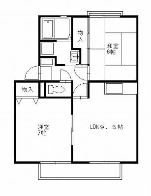 ハイツフォレストB(2LDK/1階)の間取り写真