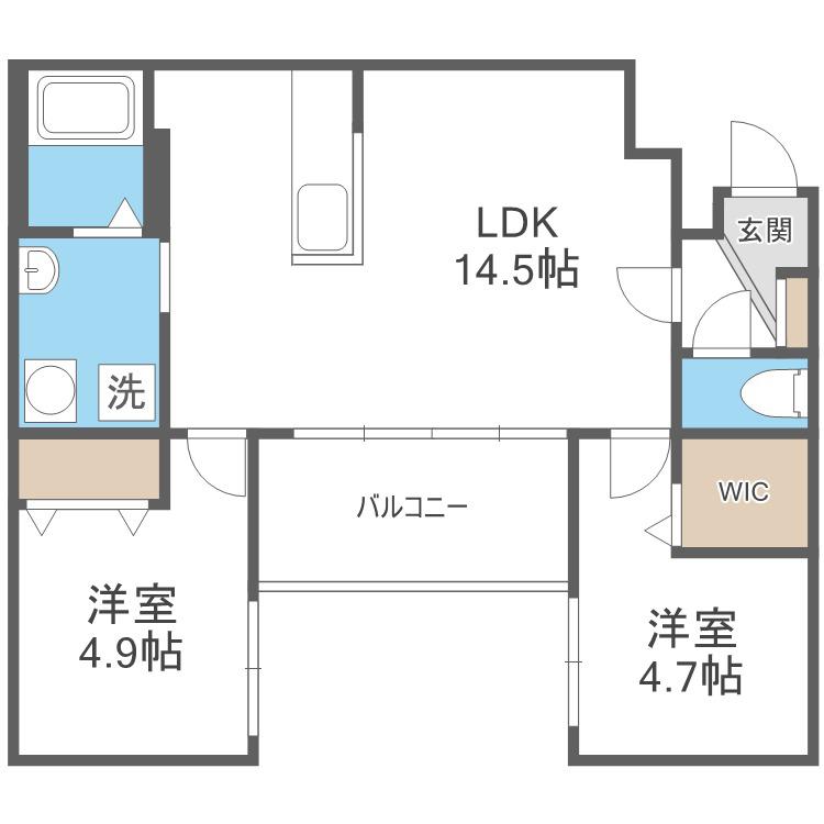 パーク琴似館(2LDK/3階)の間取り写真