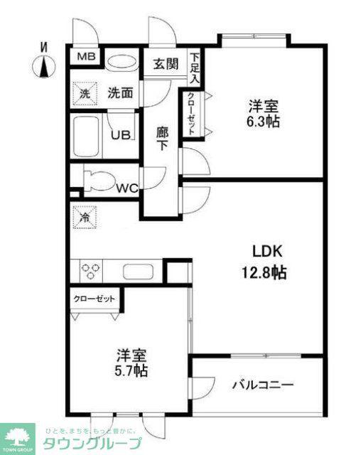 ラヴェーヌ(2LDK/4階)の間取り写真