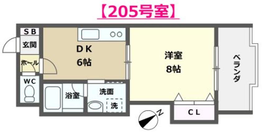 ウエストコート(1DK/2階)の間取り写真