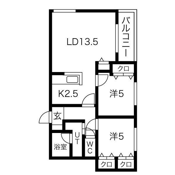 コートロティ山鼻(2LDK/3階)の間取り写真