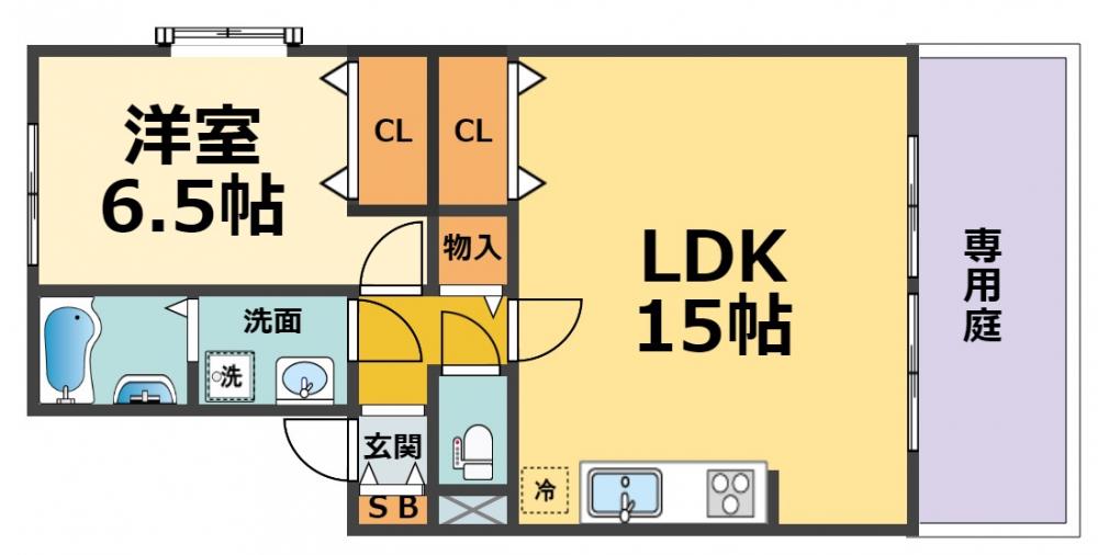 アパートメントFF(1LDK/1階)の間取り写真
