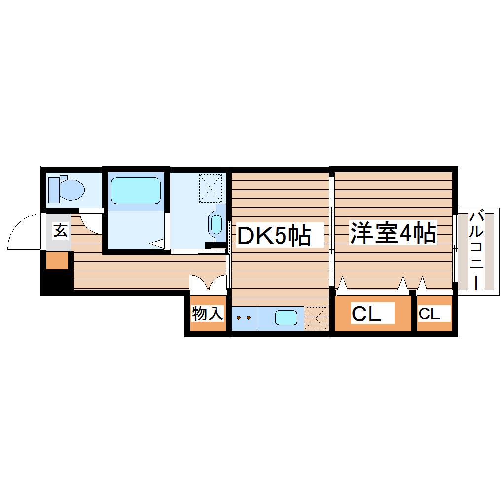 アンセル長町B(1DK/1階)の間取り写真