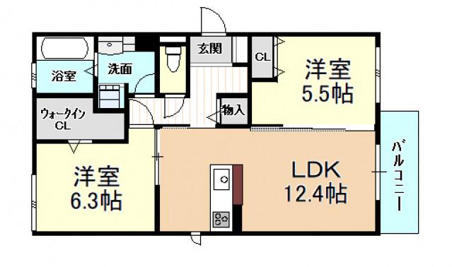 リーブル志紀(2LDK/1階)の間取り写真