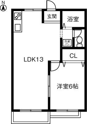 リベルテ雅(1LDK/2階)の間取り写真