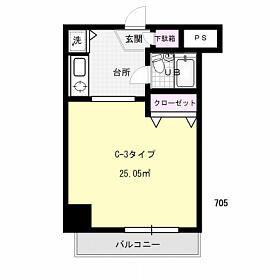 QUEENS ACADEMIA(1K/7階)の間取り写真