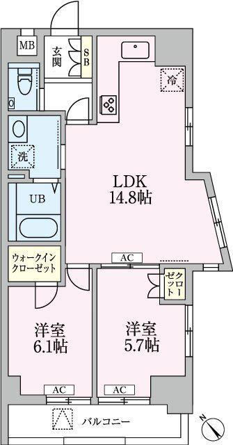 中新井サンライトマンション(2LDK/3階)の間取り写真