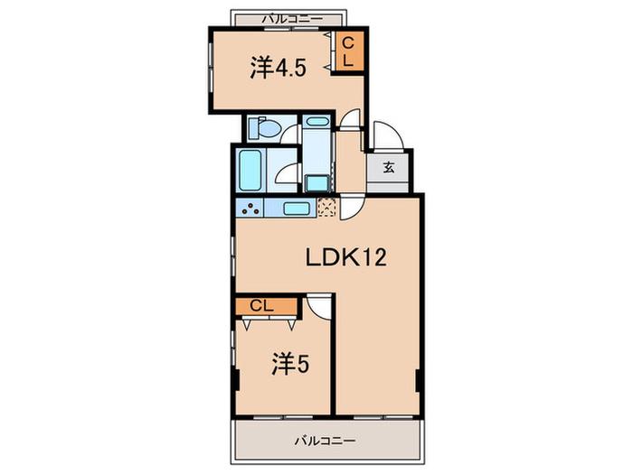 住吉コーポ(2LDK/1階)の間取り写真