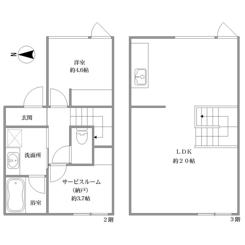 VENN(1SLDK/2階)の間取り写真