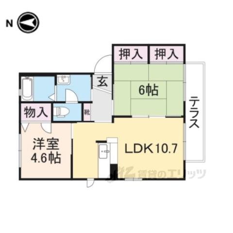 アーバヒルB(2LDK/1階)の間取り写真