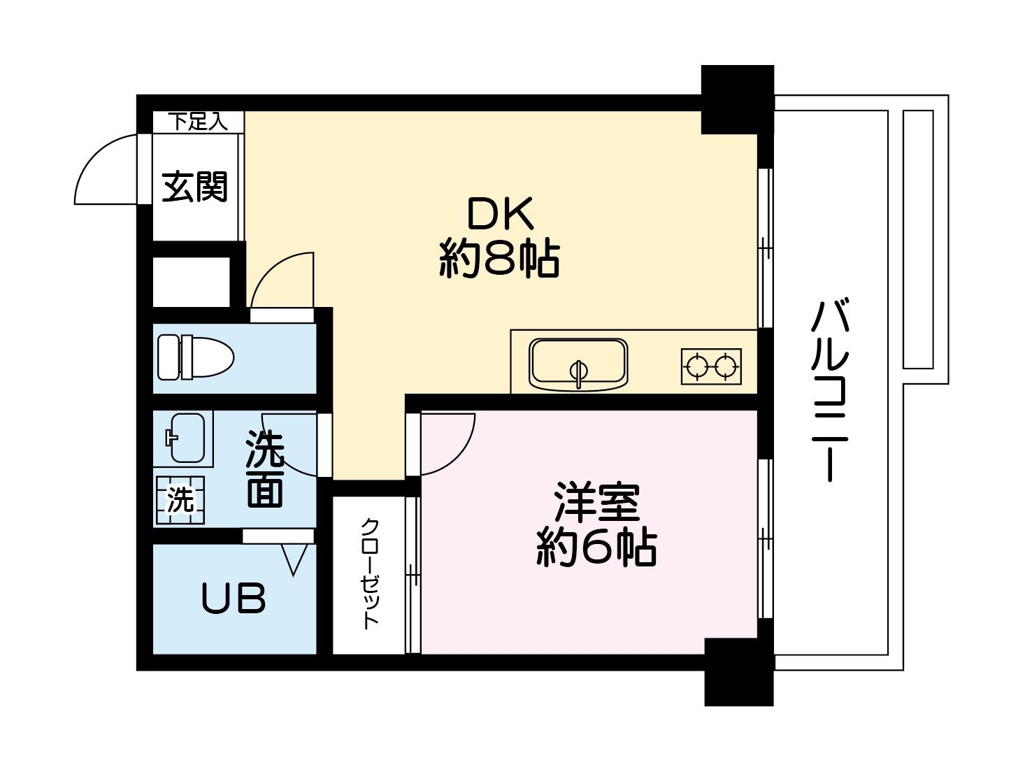 メゾンドール臼井(1DK/2階)の間取り写真