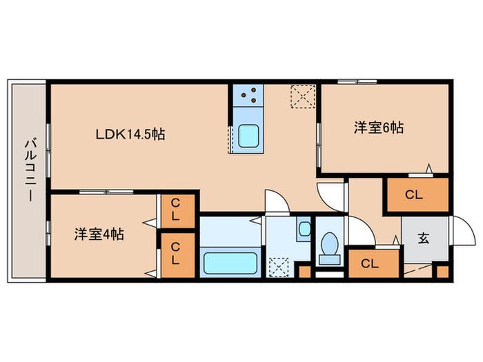 デーヴァ林崎(2LDK/3階)の間取り写真