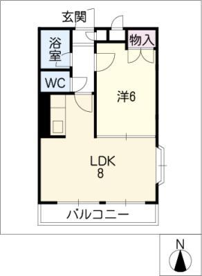 エスタ植田(1LDK/2階)の間取り写真