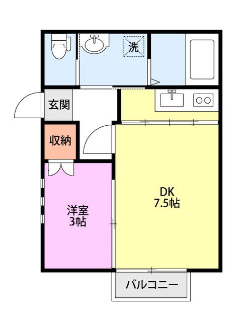 フローリアン松波(1DK/1階)の間取り写真