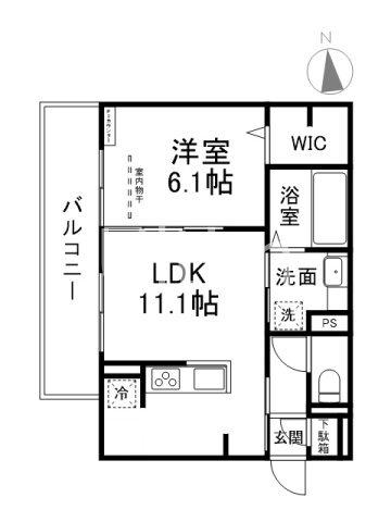 GRAMM竹田B棟(1LDK/3階)の間取り写真
