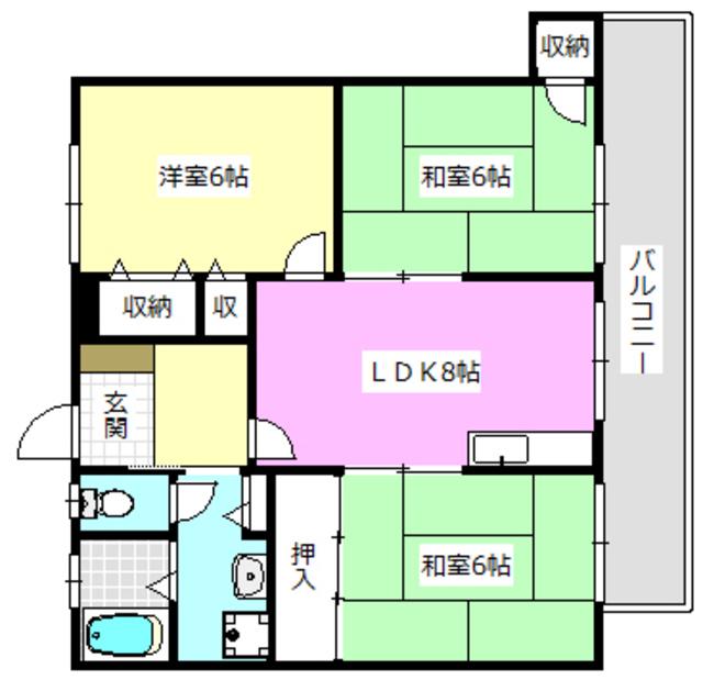 サンシャイン茨木パートII(3LDK/1階)の間取り写真