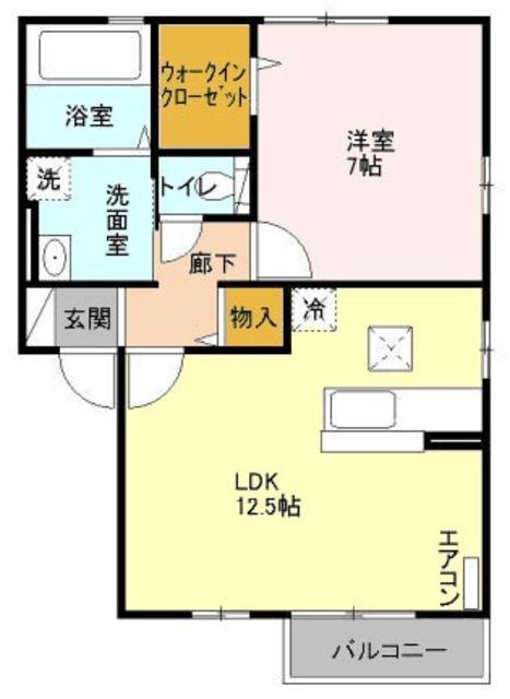 ルージュモア(1LDK/1階)の間取り写真