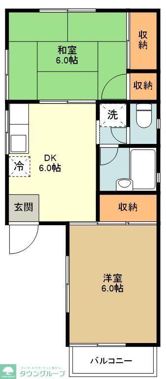 コーポ高(2DK/2階)の間取り写真