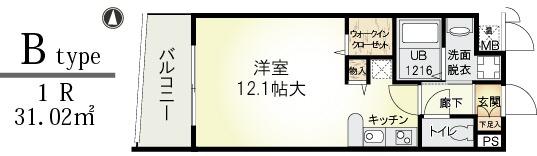 パルテール灘(ワンルーム/4階)の間取り写真