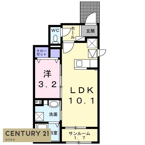 マグノリア(1LDK/1階)の間取り写真