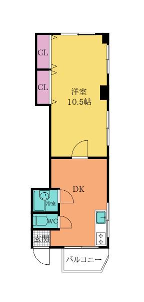 ヴィンテージ南小倉(1DK/3階)の間取り写真