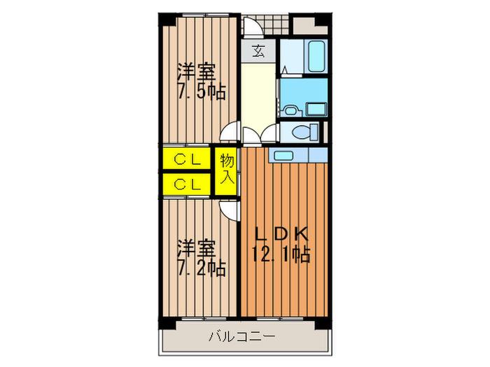 メゾン・ド・シエル(2LDK/1階)の間取り写真