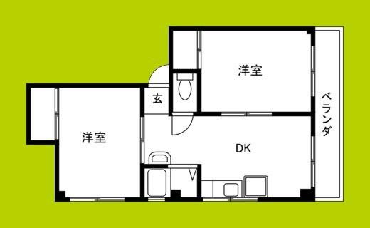 石神マンション(2DK/2階)の間取り写真