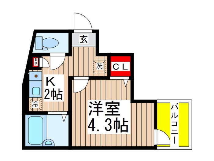 MELDIA船橋II(1K/2階)の間取り写真