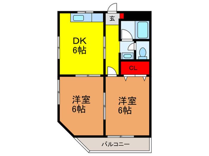 八絋マンション(2DK/2階)の間取り写真