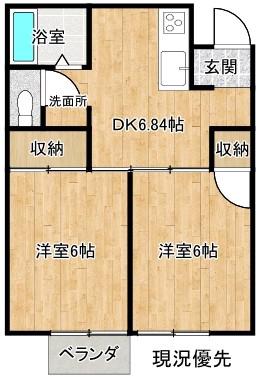 四季の館I(2DK/1階)の間取り写真