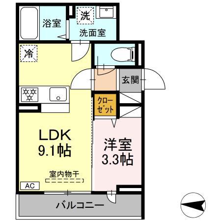 レ・プリューム(1LDK/3階)の間取り写真