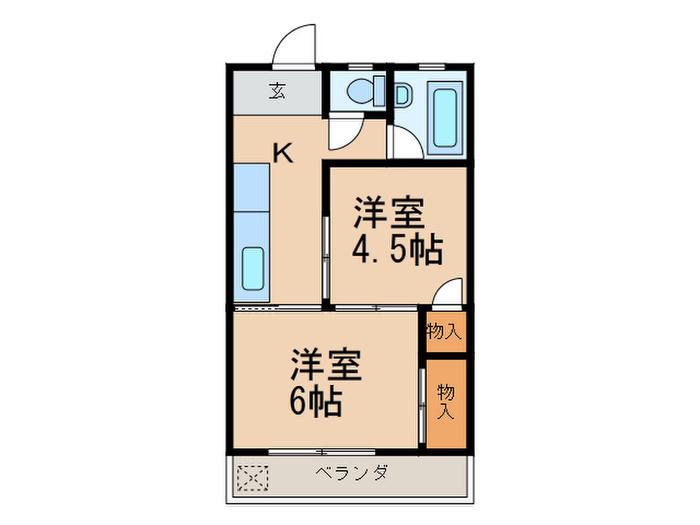 井口ビル(2K/3階)の間取り写真