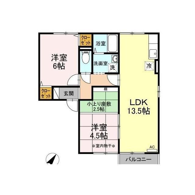 D-ROOM コーポタナカ(2LDK/2階)の間取り写真