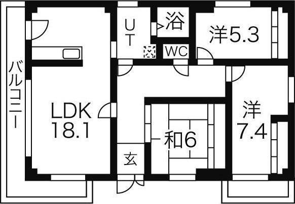 DEUXIEME SAWADA(3LDK/3階)の間取り写真