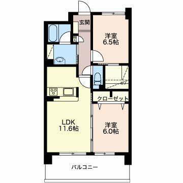 ロイヤルコート籠上 A棟(2LDK/3階)の間取り写真