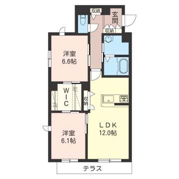 PRIMER(2LDK/1階)の間取り写真