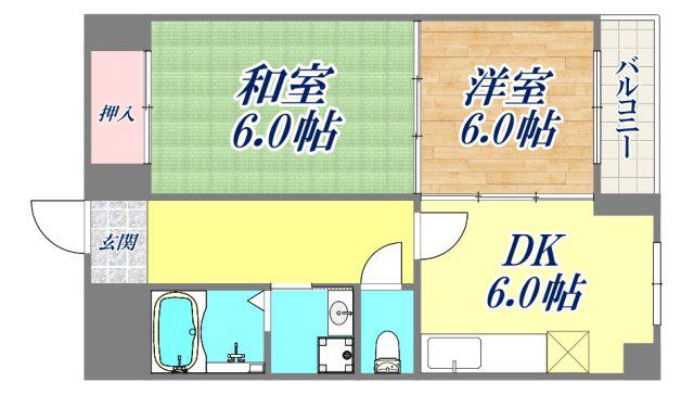エバーグリーン2番館(2DK/6階)の間取り写真