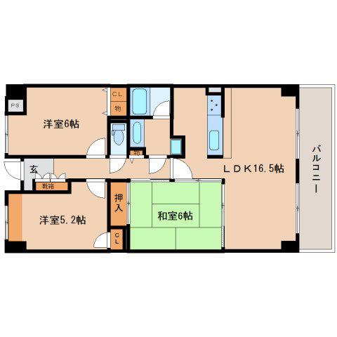 ローレルコート橿原(3LDK/2階)の間取り写真