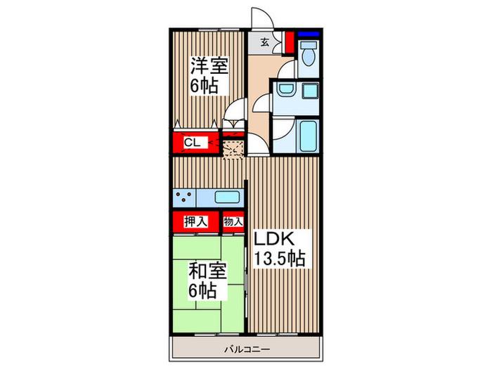 グリーンヴィラ(2LDK/2階)の間取り写真