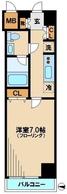 ヴィルフォーレ新宿(1K/5階)の間取り写真