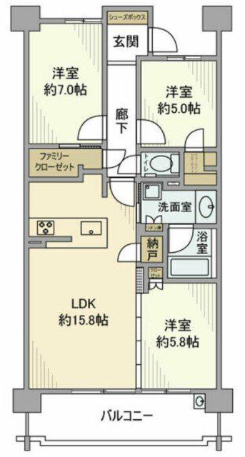 プレティナレジデンス旭丘(3LDK/6階)の間取り写真