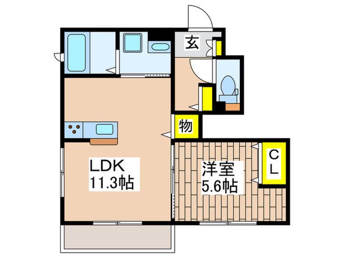 グリーンヒルC(1LDK/1階)の間取り写真