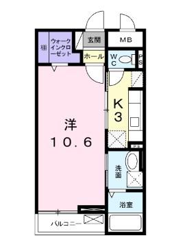 グランアウローラVIII(1LDK/1階)の間取り写真